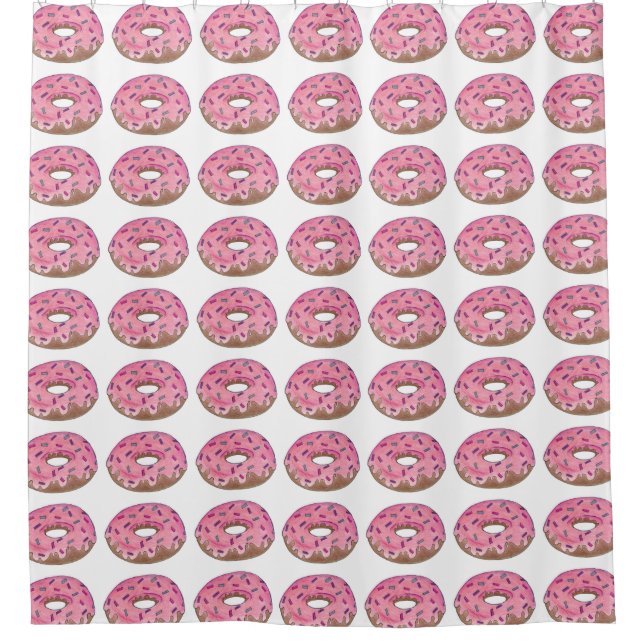 Pink Doughnut Doughnuts Doughnut Shower Curtain (Front)