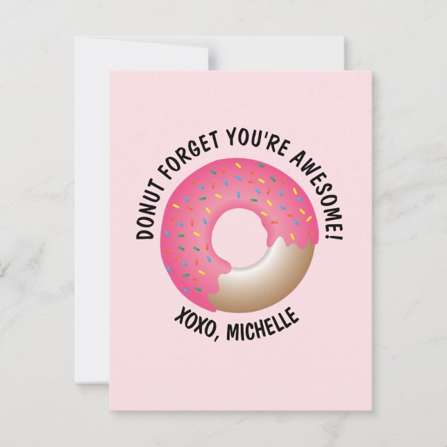 Pink Doughnut forget you're awesome XOXO Valentine Card (Front)