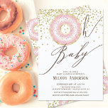 Pink Doughnut Oh Baby Girls Baby Shower Invitation<br><div class="desc">Modern Oh Baby shower design featuring a  pink doughnut with gold glitter and a modern script font.  Flip our invite over to view a coordinating back for an extra special touch.</div>