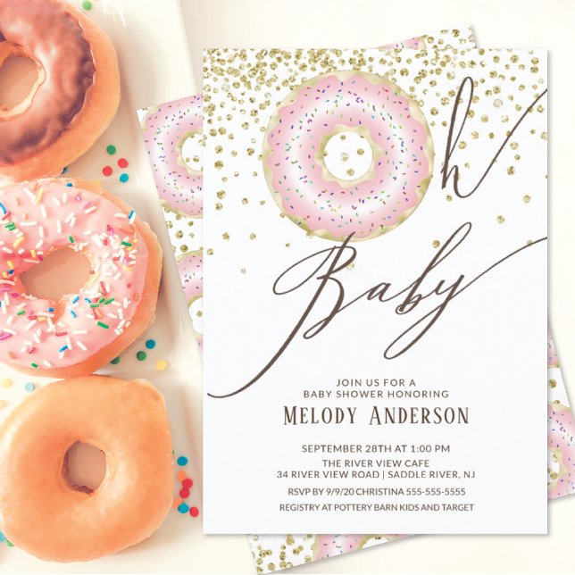 Pink Doughnut Oh Baby Girls Baby Shower Invitation (Creator Uploaded)