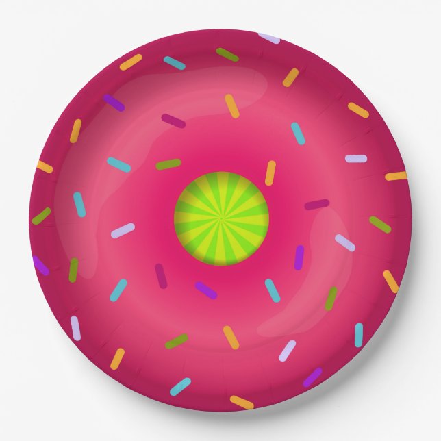 Pink doughnut paper plate (Front)
