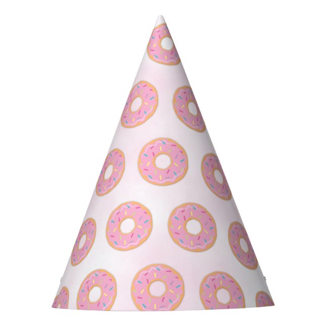Pink Doughnut Rainbow Sprinkles Birthday Party Hat (Front)