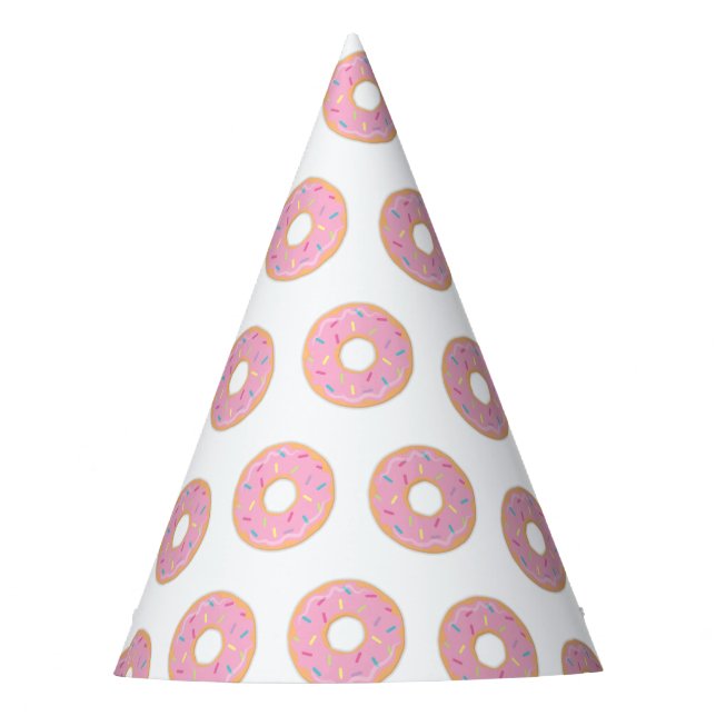 Pink Doughnut Rainbow Sprinkles Birthday Party Hat (Front)