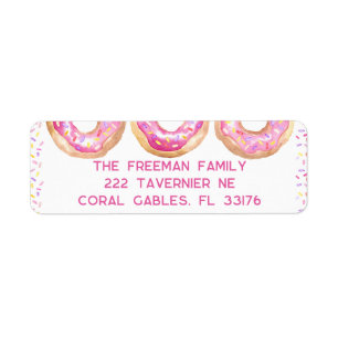 Pink Doughnut Sprinkle Address Sticker Cute Fun