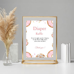 Pink Doughnut Sprinkle Diaper Raffle Baby Shower G Poster