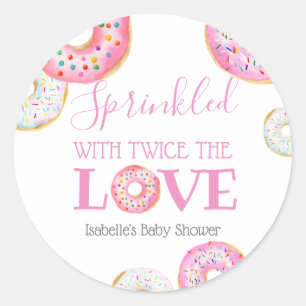  Pink Doughnut Sprinkled with Twice the Love Twin  Classic Round Sticker