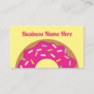 Pink doughnut sprinkles bakery business card