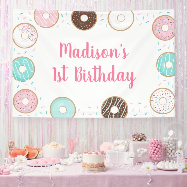 Pink Doughnut Sprinkles Birthday Banner (Party)