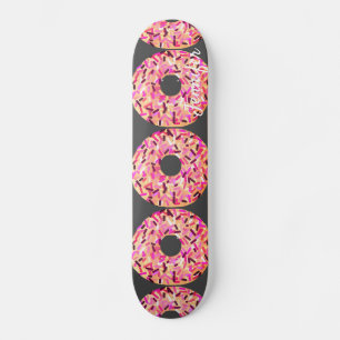 Pink Doughnut Sprinkles Girls Personalised Skateboard