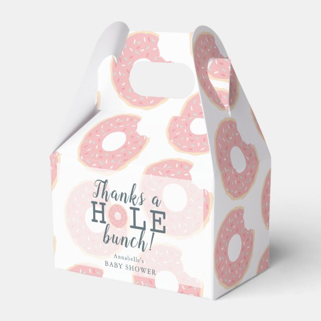 Pink Doughnut Thank You Baby Shower Gift Favour Bo Box (Front Side)