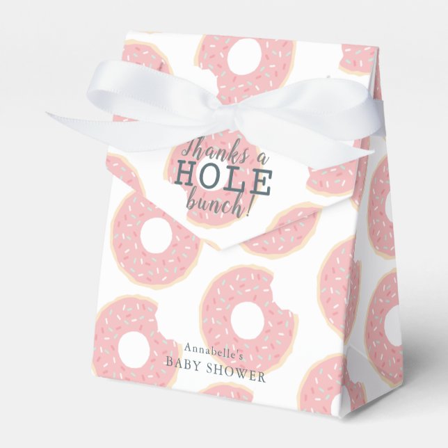 Pink Doughnut Thank You Baby Shower Gift Favour Box (Front Side)