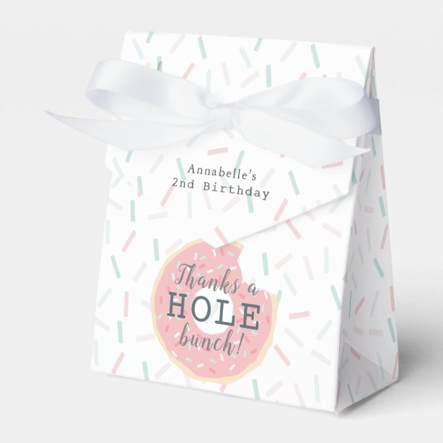 Pink Doughnut Thanks a Hole bunch Birthday Favour Box (Front Side)