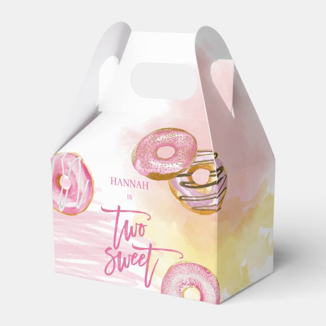 Pink Doughnut Two Sweet 2nd Birthday Favour Box (Front Side)