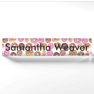 Pink Doughnut Typography and Watercolor Cute Nameplate