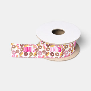 Pink Doughnut Typography and Watercolor Cute Satin Ribbon