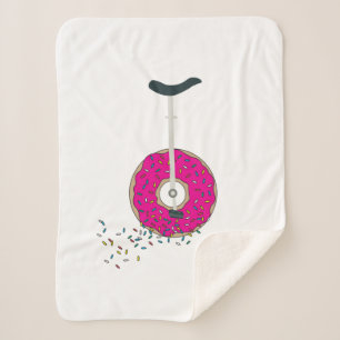 Pink Doughnut Wheel Unicycle with Colourful Sprink Sherpa Blanket
