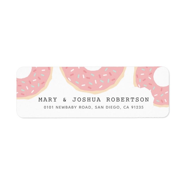 Pink Doughnut White Address Label (Front)