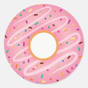 Pink Doughnut with Rainbow Sprinkles Classic Round Sticker