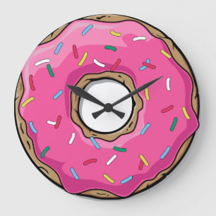 Pink Doughnut with Sprinkles Large Clock