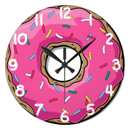 Image of Pink Doughnut with Sprinkles Large Clock