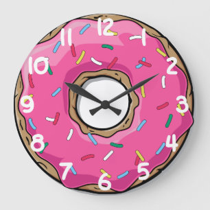 Pink Doughnut with Sprinkles Large Clock