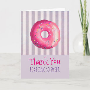 Pink Doughnut With Sprinkles Thank You Card