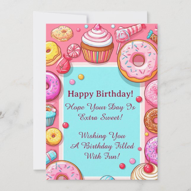 Pink Doughnuts And Cupcakes Party Invitation Frame (Front)