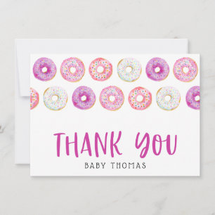 Pink Doughnuts Baby Shower Thank You Card