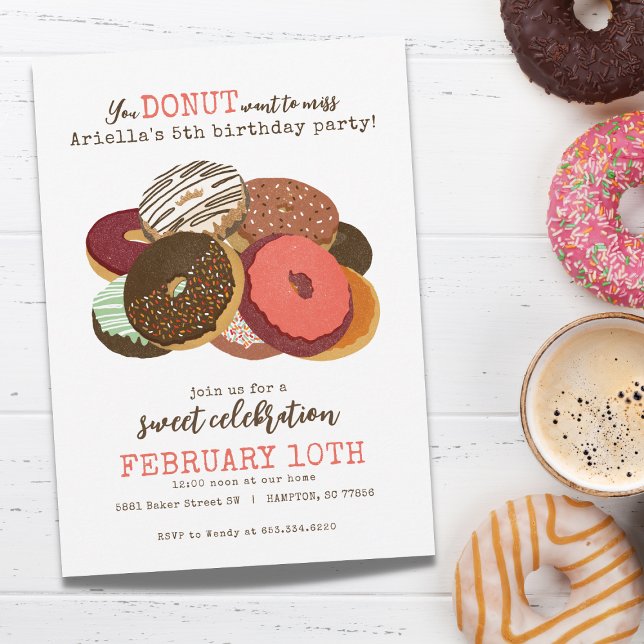 Pink Doughnuts Birthday Party Invitation (Creator Uploaded)