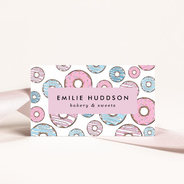 Pink Doughnuts, Blue Doughnuts, Cake Shop, Pastry  Business Card (Creator Uploaded)