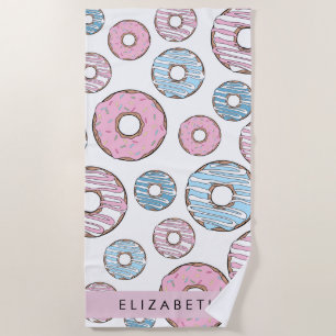 Pink Doughnuts, Blue Doughnuts, Sprinkles, Your Na Beach Towel