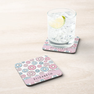 Pink Doughnuts, Blue Doughnuts, Sprinkles, Your Na Coaster