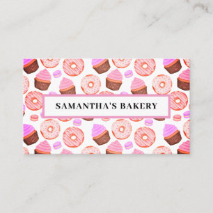 Pink Doughnuts Cupcakes Bakery  Business Card