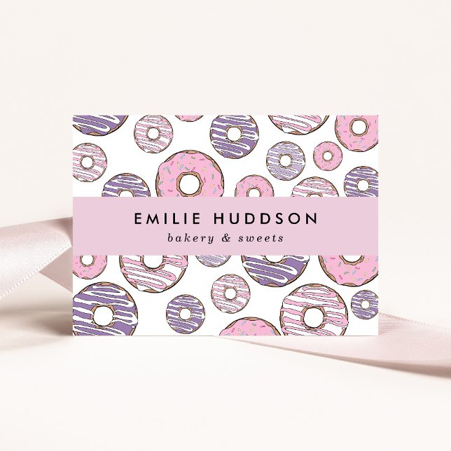 Pink Doughnuts, Purple Doughnuts, Cake Shop, Pastr Business Card (Creator Uploaded)