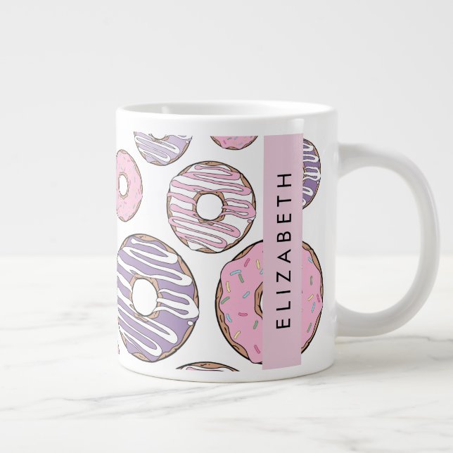 Pink Doughnuts, Purple Doughnuts, Sprinkles, Your  Large Coffee Mug (Right)