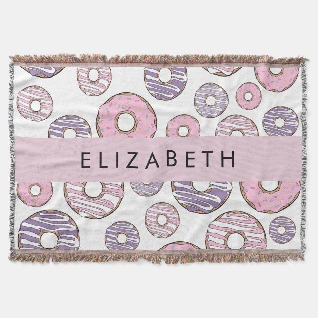 Pink Doughnuts, Purple Doughnuts, Sprinkles, Your  Throw Blanket (Front)