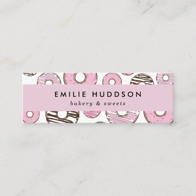 Pink Doughnuts, White Doughnuts, Cake Shop, Pastry Mini Business Card (Front)