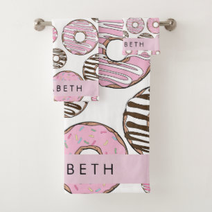 Pink Doughnuts, White Doughnuts, Sprinkles, Your N Bath Towel Set