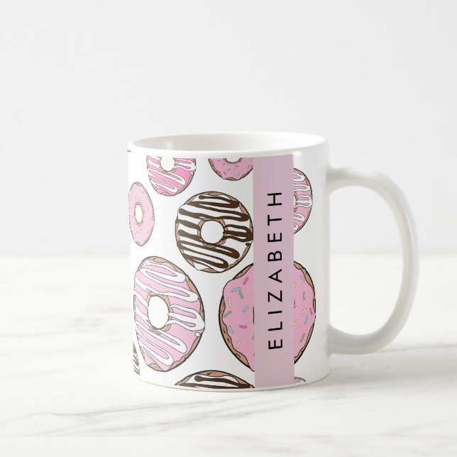 Pink Doughnuts, White Doughnuts, Sprinkles, Your N Coffee Mug (Right)