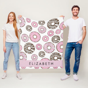 Pink Doughnuts, White Doughnuts, Sprinkles, Your N Fleece Blanket