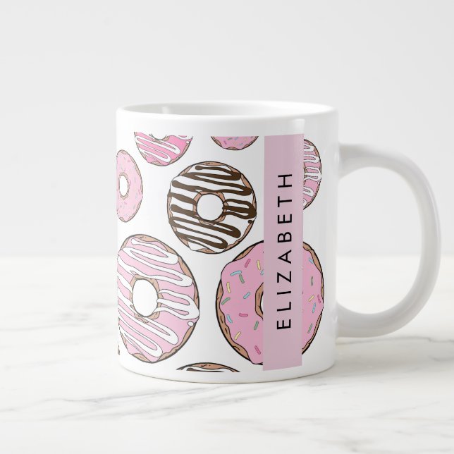 Pink Doughnuts, White Doughnuts, Sprinkles, Your N Large Coffee Mug (Right)