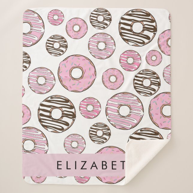 Pink Doughnuts, White Doughnuts, Sprinkles, Your N Sherpa Blanket (Front)