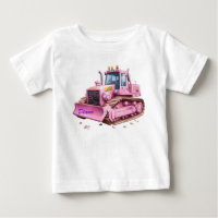 Pink Dozer Bulldozer Personalised Toddler T-Shirt