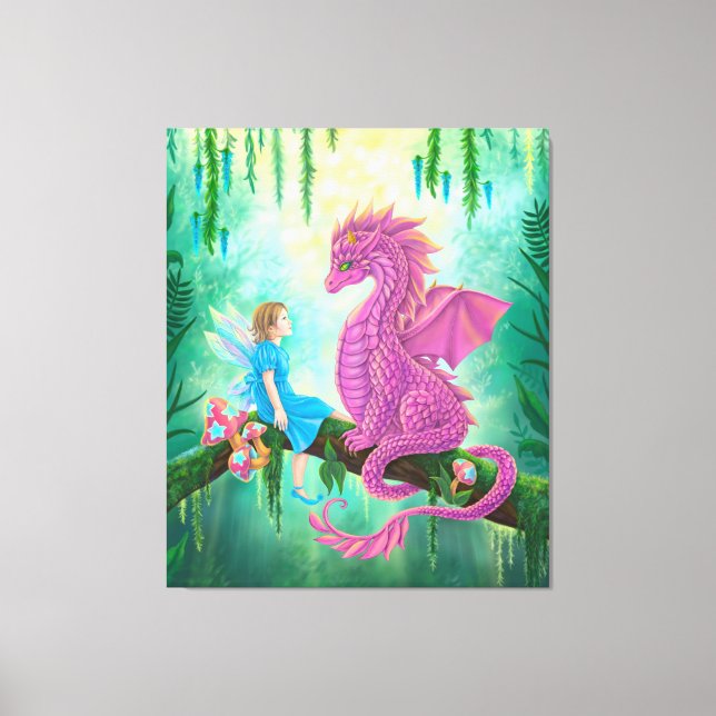 Pink Dragon and fairy Canvas Print (Front)