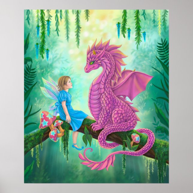 Pink Dragon and fairy Poster (Front)