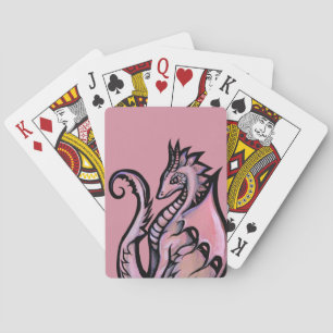 Pink Dragon Art cute dragons design geek girl art  Playing Cards