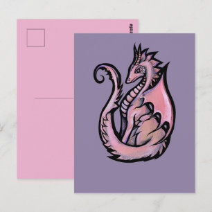 Pink Dragon Art cute dragons design geek girl art  Postcard