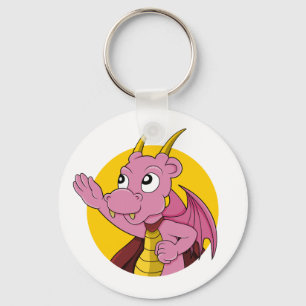 Pink dragon  cartoon key ring