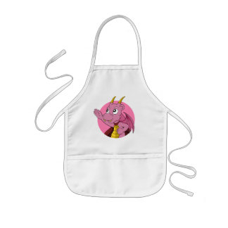 Pink dragon cartoon kids apron