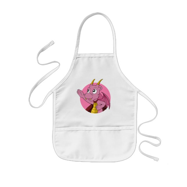 Pink dragon  cartoon  kids apron (Front)